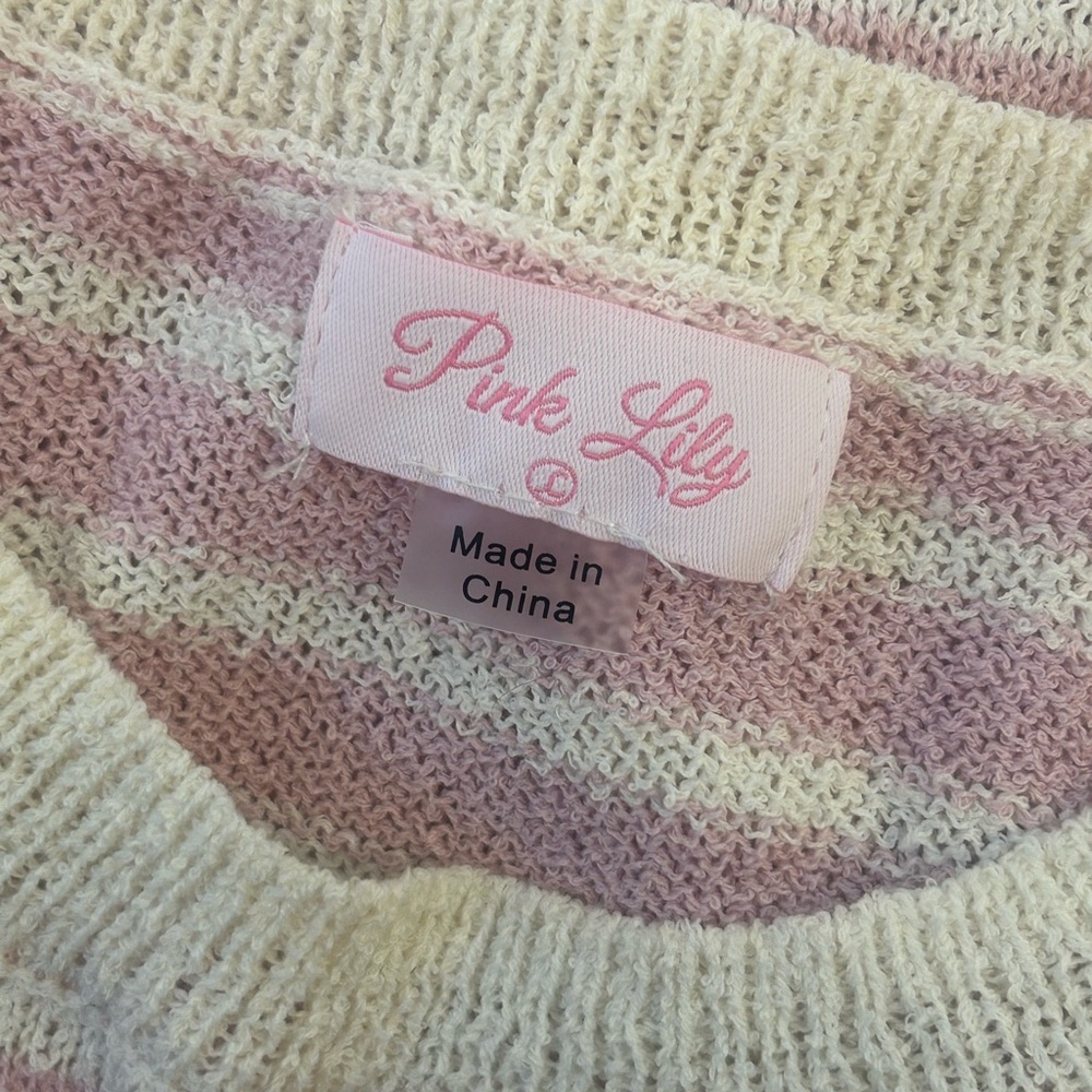 NWOT Pink Lily Kailynn Oversized Multi-Stripe Sweater - Picture 6 of 9